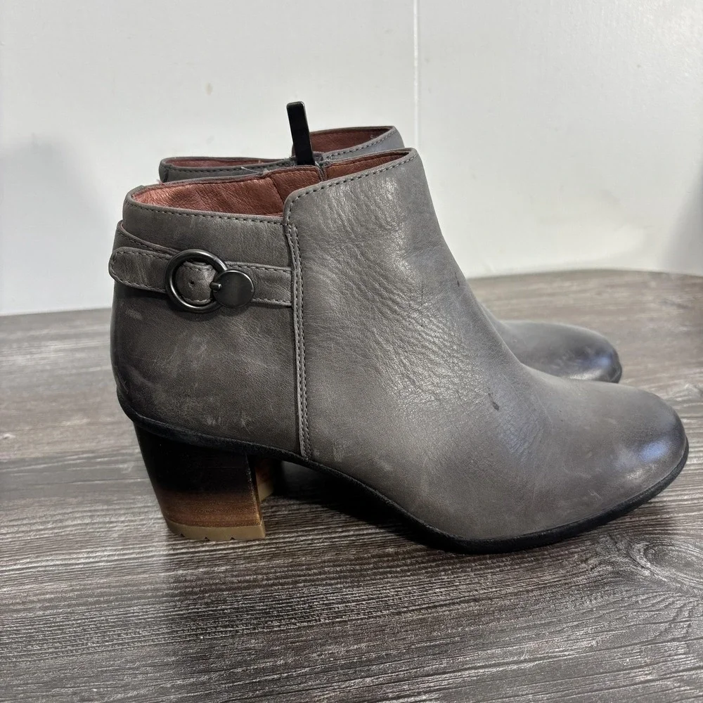 Dansko Booties Womens Size‎ 38 Gray Leather Waterproof Ankle Zip Block Heel